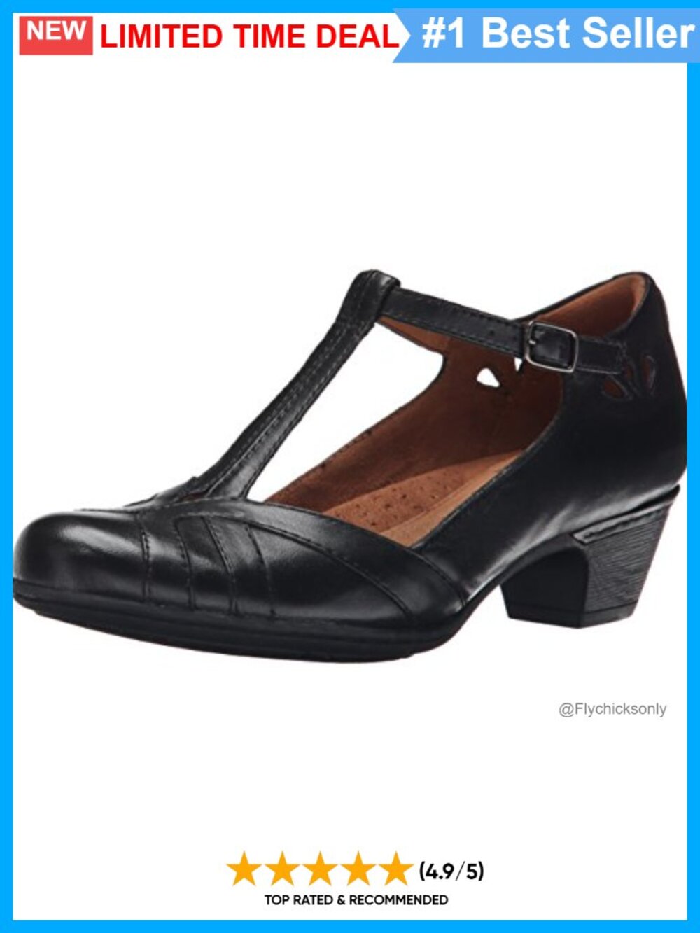 Cobb Hill Angelina Full Grain Leather T-Strap Pump